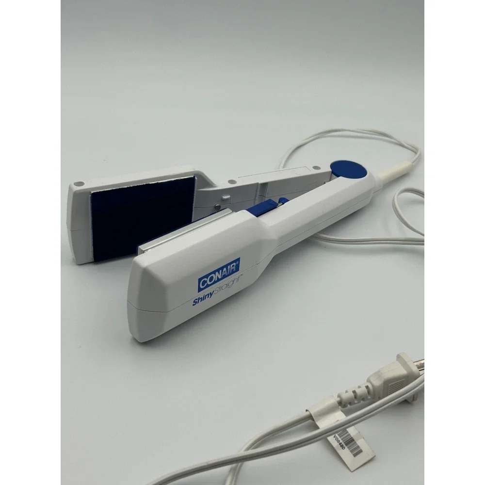 Conair Shiny Straight CS7 Hair Straightener Flat Iron White Blue 120V 43W